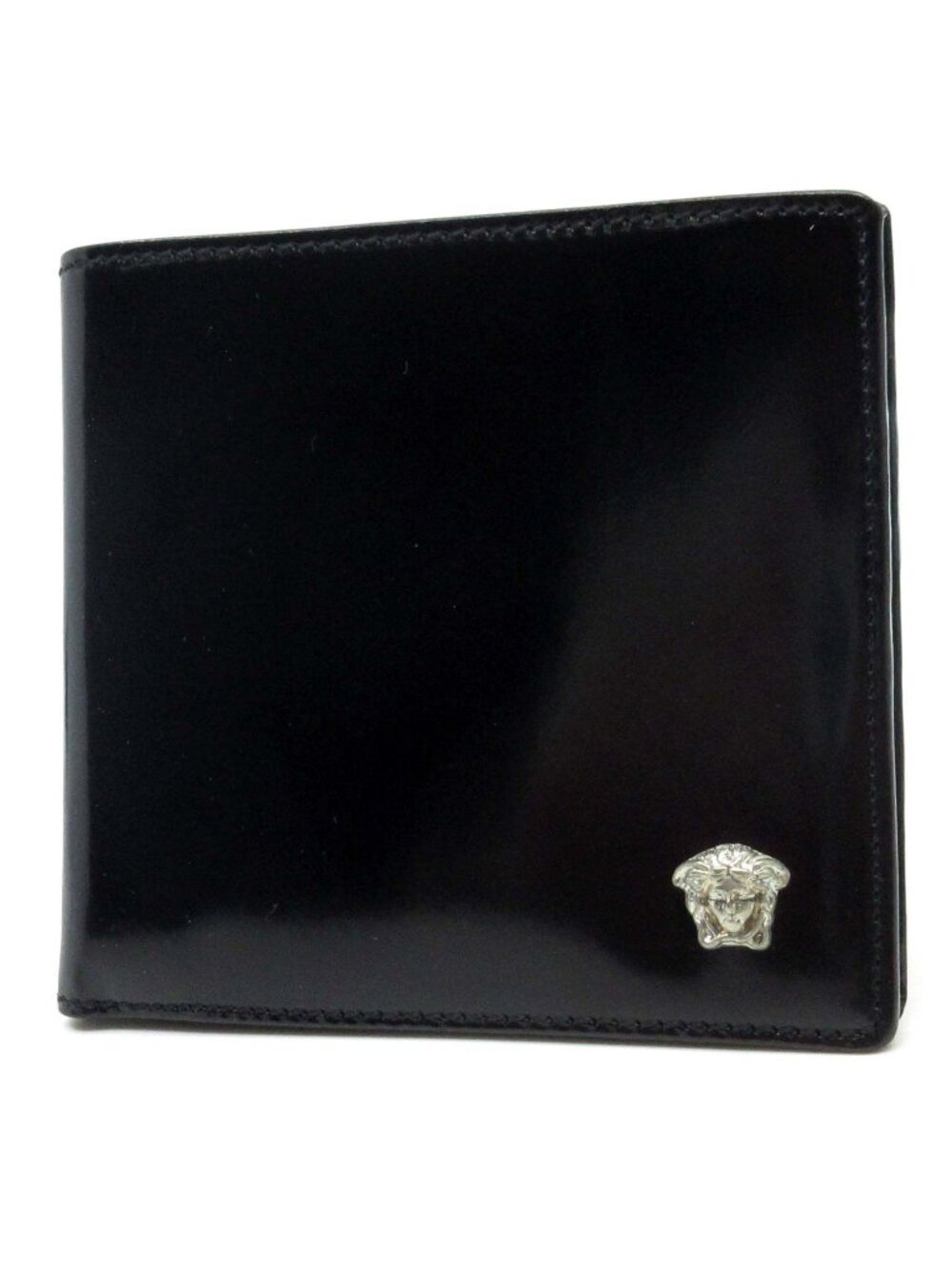 Versace Gianni Glass the Bifold Wallet Billfold Metal Medusa Black
